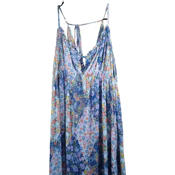 Angie Patchwork Floral Maxi Dress Plus Size 3X Boho Tiered Sundress Festival - Picture 6 of 9